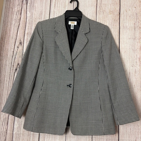 Talbots Jackets & Blazers - Vintage Talbots Womens Houndstooth Wool Blazer Jacket size 10 Petite